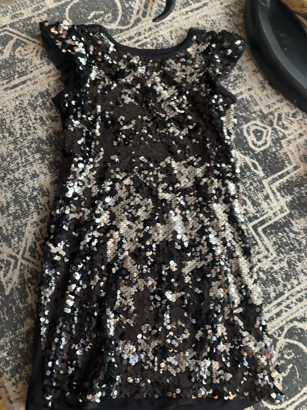 wonder nation Black Dress with Silver Sequins